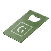 Olive Green Gerahmt Monogram Geldbeutel Flaschenöffner (Vorderseite Schrägansicht)