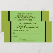 Olive Green Gift Certificate (Vorne/Hinten)