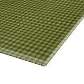 Olive Green Gingham-15x11 GLASS CUTTING BOARD Schneidebrett (Ecke)