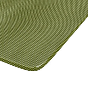 Olive Green Gingham-6x7 GLASS CUTTING BOARD Schneidebrett