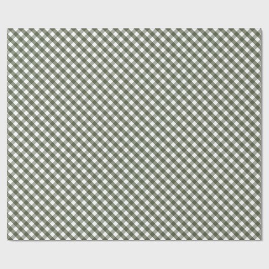 Olive Green Gingham Gemustert Geschenkpapier (Flach)