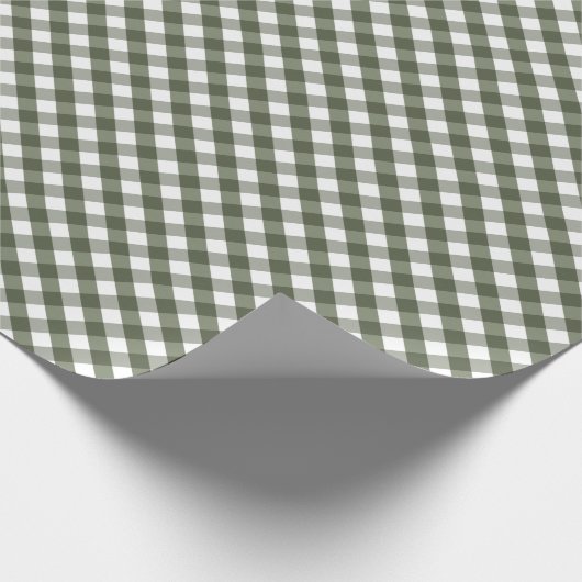 Olive Green Gingham Gemustert Geschenkpapier (Ecke)