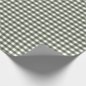 Olive Green Gingham Gemustert Geschenkpapier (Ecke)