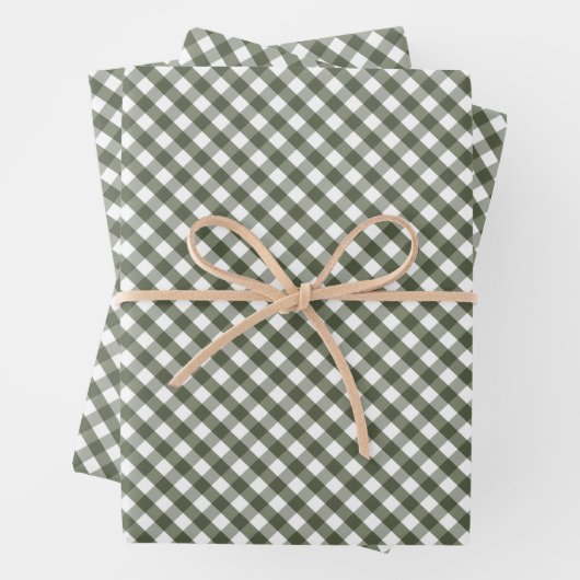 Olive Green Gingham Gemustert Geschenkpapier Set (Beispiel)