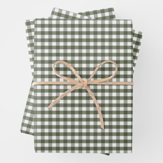 Olive Green Gingham Gemustert Geschenkpapier Set (Beispiel)