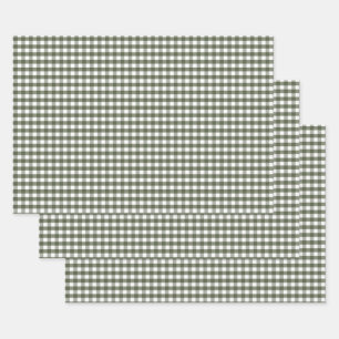 Olive Green Gingham Gemustert Geschenkpapier Set