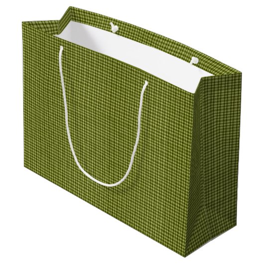 Olive Green Gingham-GIFT BAG L Große Geschenktüte (Rückseite Schrägansicht)