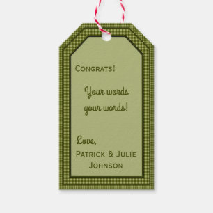 Olive Green Gingham-HANG/GIFT TAG-VORLAGE Geschenkanhänger