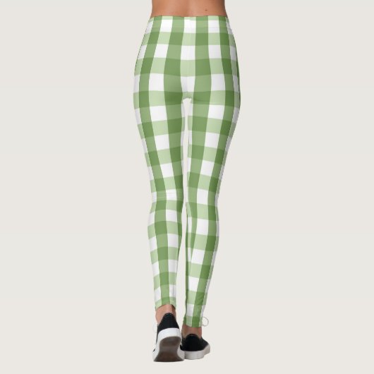 Olive Green Gingham Kariert Trendy Pattern Leggings (Rückseite)
