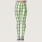 Olive Green Gingham Kariert Trendy Pattern Leggings (Vorderseite)
