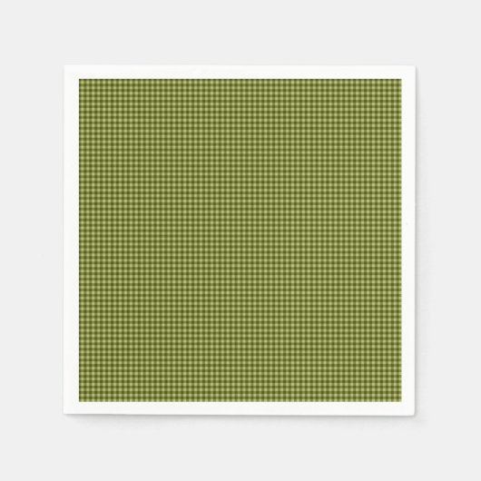 Olive Green Gingham-PAPER PARTY NAPKINS Serviette (Vorderseite)