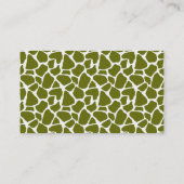 Olive Green Giraffe Muster Monogram Visitenkarte (Rückseite)