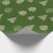 Olive Green Glitzer Weihnachtsbäume Geschenkpapier (Ecke)