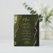 Olive Green Gold Agate Hochzeitmenü (Stehend Vorderseite)