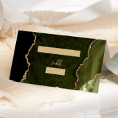 Olive Green Gold Agate Script Hochzeitstisch Platzkarte