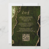 Olive Green Gold Agate Script QR Code Hochzeit Einladung (Rückseite)