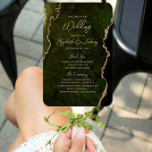 Olive Green Gold Agate Script Wedding Program Fächer