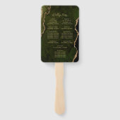 Olive Green Gold Agate Script Wedding Program Fächer (Rückseite)