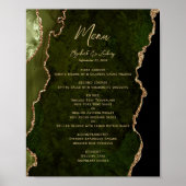 Olive Green Gold Agate Wedding Table Menu Poster (Vorne)