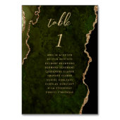 Olive Green Gold Agate Wedding Tischnummer (Rückseite)