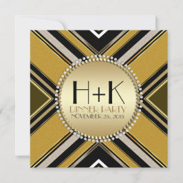 Olive Green Gold Art Deco Abendessen Party Einladu Einladung