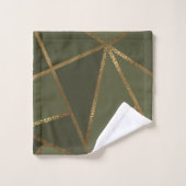 Olive Green Gold Bronze Geometric Glam Chic Badhandtuch Set (Waschlappen)