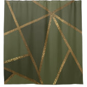 Olive Green Gold Bronze Geometric Glam Chic Duschvorhang (Vorderseite)