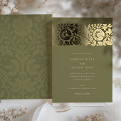 Olive Green Gold Floral Wedding Folieneinladung