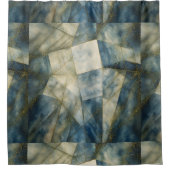 Olive Green Gold Geometric Abstrakt Natural Duschvorhang (Vorderseite)