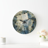 Olive Green Gold Geometric Abstrakt Natural Große Wanduhr (Zuhause)