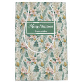 Olive Green Gold Gift Bag Luxury Holiday Christmas Mittlere Geschenktüte (Vorderseite)