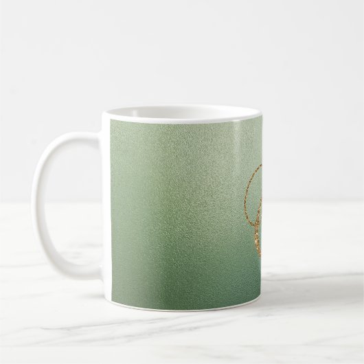 Olive Green Gold Glitzer Letter E Kaffeetasse (Links)