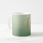 Olive Green Gold Glitzer Letter H Kaffeetasse (Vorderseite Links)