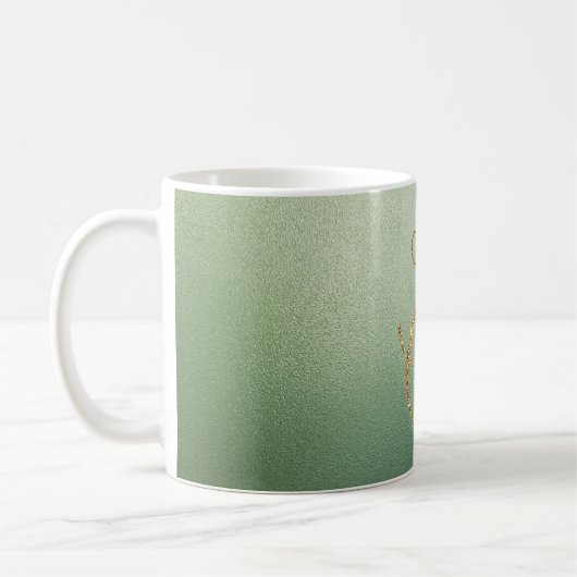 Olive Green Gold Glitzer Letter J Kaffeetasse (Links)