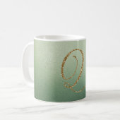 Olive Green Gold Glitzer Letter Q Kaffeetasse (Vorderseite Links)