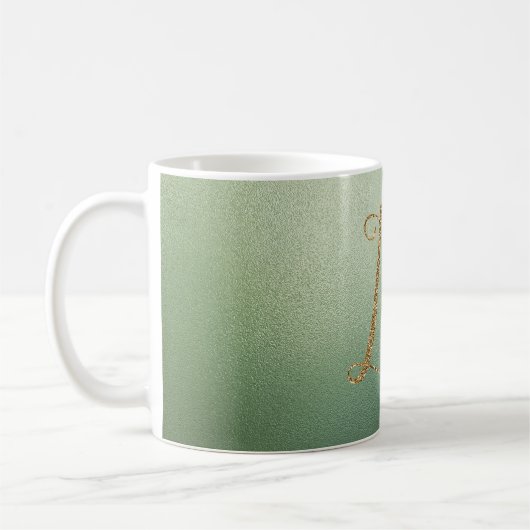 Olive Green Gold Glitzern Letter L Kaffeetasse (Links)