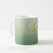 Olive Green Gold Glitzern Letter S Kaffeetasse (Vorderseite Links)