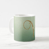 Olive Green Gold Glitzern Letter V Kaffeetasse (Vorderseite Links)