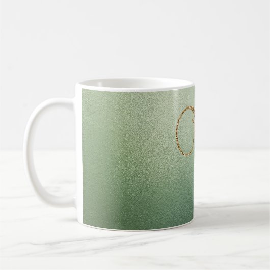 Olive Green Gold Glitzern Letter V Kaffeetasse (Links)