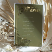 Olive Green Gold Islamische Hochzeit Folieneinladung