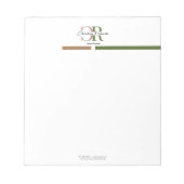 Olive Green Gold Monogram Simple Modern Notizblock (Vorderseite)