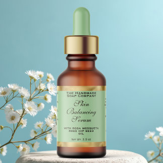 Olive Green & Gold Small Dropper Bottle Label  Adressaufkleber