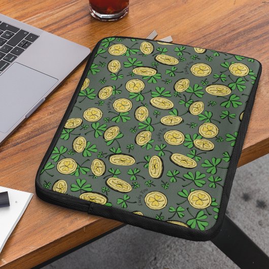 Olive Green & Gold St Patrick's Lucky You Kleeblat Laptopschutzhülle