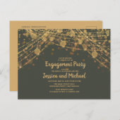 Olive Green Gold String Lights Engagement Party Postkarte (Vorne/Hinten)