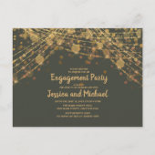 Olive Green Gold String Lights Engagement Party Postkarte (Vorderseite)