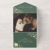 Olive Green Gold Wedding All In One Einladung (Außenbereich)