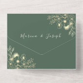 Olive Green Gold Wedding All In One Einladung (Rückseite)