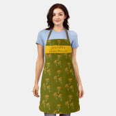 Olive Green Grandma stylish floral pattern apron Schürze (Getragen)