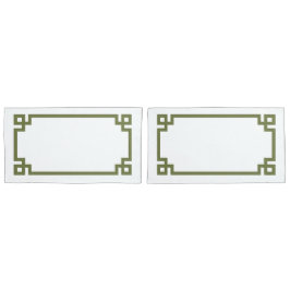 Olive Green Greece Key Border King Size Kissenbezug