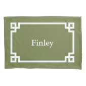 Olive Green Greece Key Monogram Standard Kissenbezug (Vorderseite)